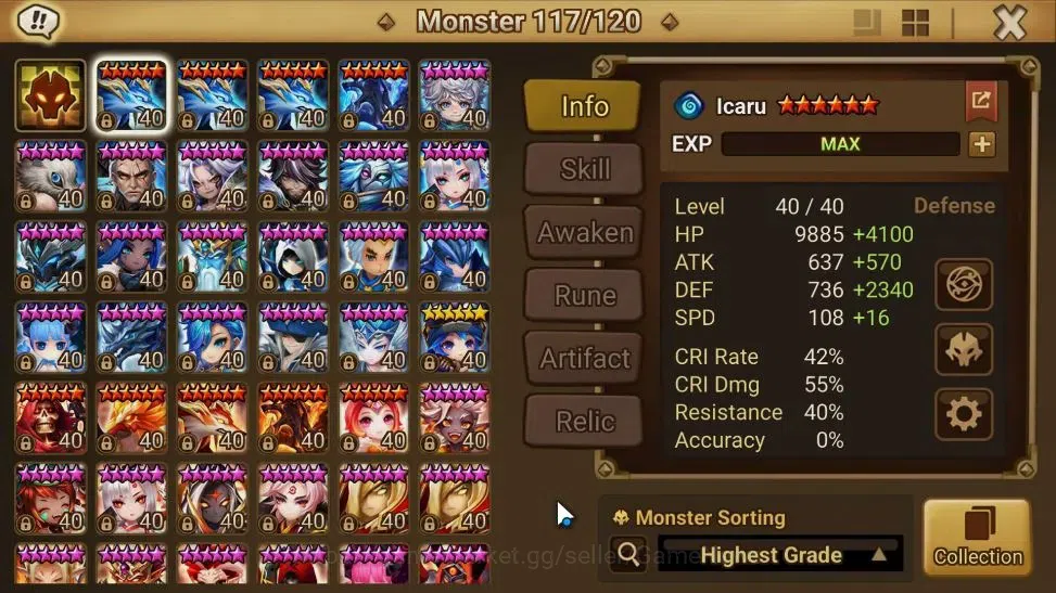 Summoners War: Sky Arena Accounts End-Game GLOBAL Lv100|2 LD[Xiana,Eludia]|55 Total NB5[Leo,Shi Hou,Oliver,Etc]+105 8