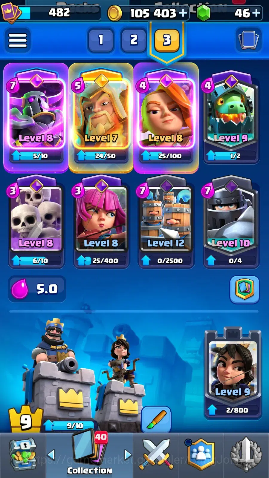 Clash Royale Accounts CL 482|KTL 9|Trophy 3816|1 Hero|5 Evo|Cards 59|Che image 11