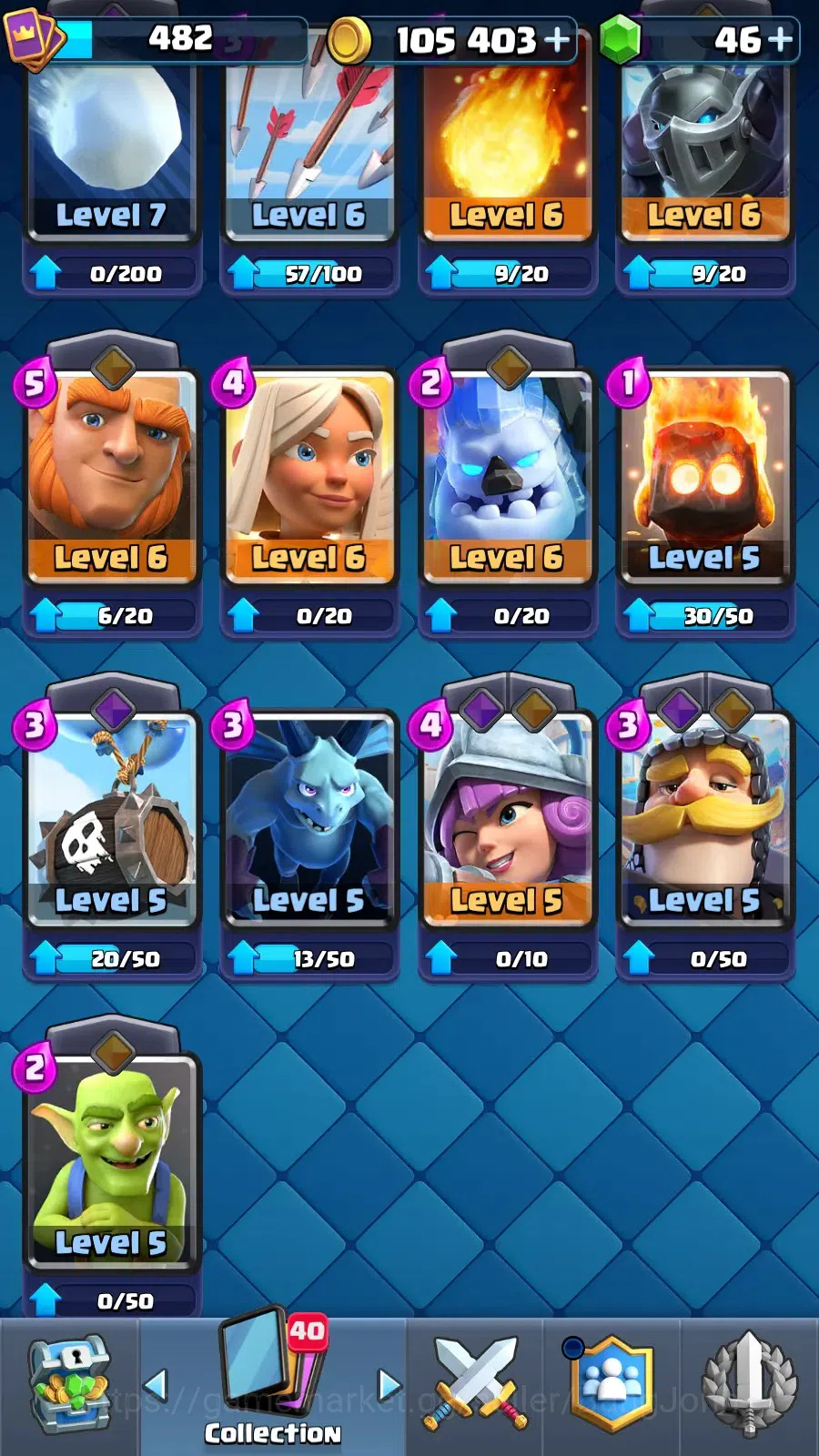 Clash Royale Accounts CL 482|KTL 9|Trophy 3816|1 Hero|5 Evo|Cards 59|Che image 5