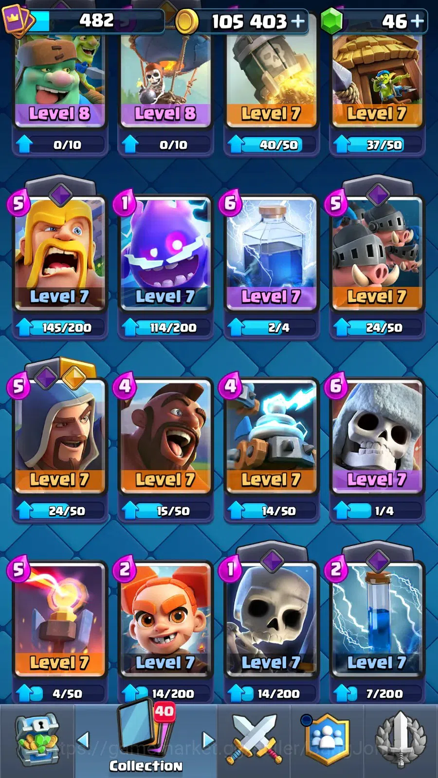 Clash Royale Accounts CL 482|KTL 9|Trophy 3816|1 Hero|5 Evo|Cards 59|Che image 6