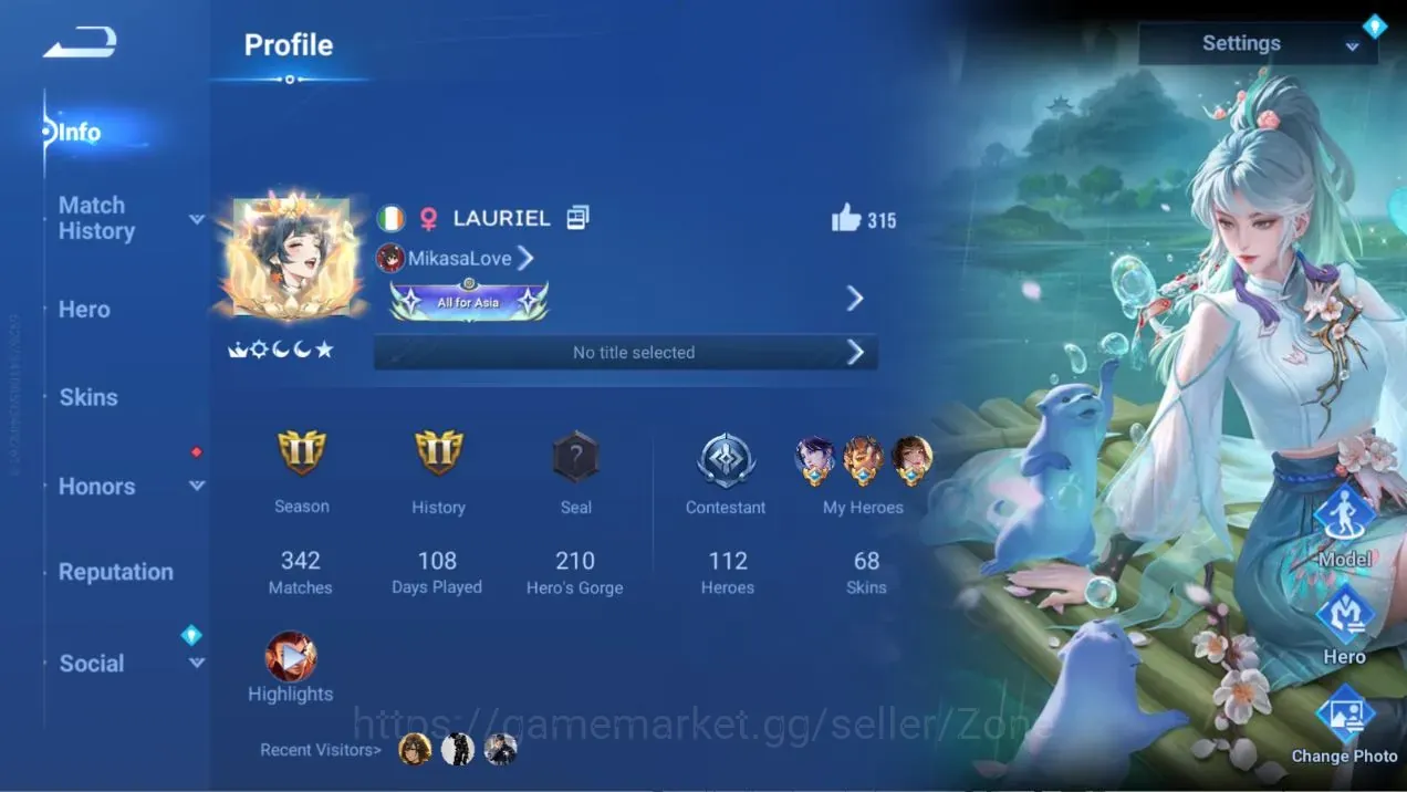 Honor of Kings Accounts Rare Skin Hero 112 Skin 68| 2 Legend, 1 Limit, 2 event, 14 Epic|TakeMail|Check SS|HOK728Z 1