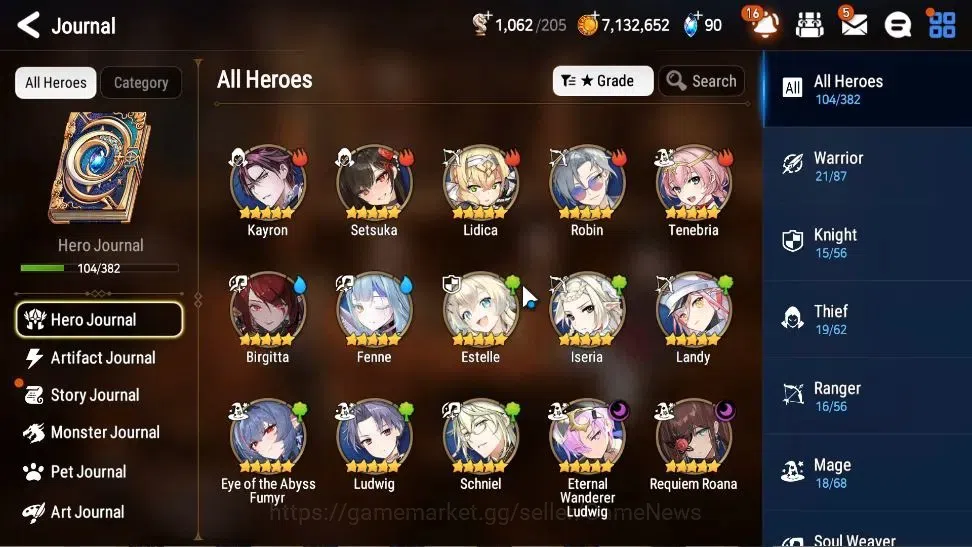 Epic Seven Accounts High-End Global Unverif|2 ML(Eternal W Ludwig, Requiem Roana)+Ab Fumyr,Setsuka,Fenne,Etc|PoH ON|Abyss F 5
