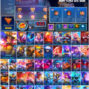 Mobile Legends: Bang Bang Accounts #4750 633 Skins | Franco King of Hell (LEGEND) | Gusion Cosmic Gleam (LEGEND) | Lesley