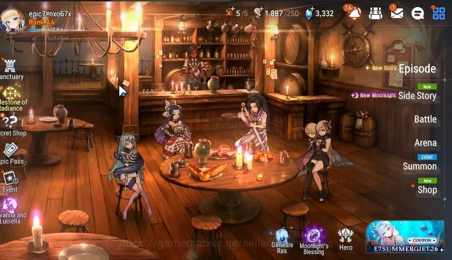Epic Seven Accounts GLOBAL|UnVerif|4 ML(Rhianna&Luciella,NM Luna,LCerm image 1