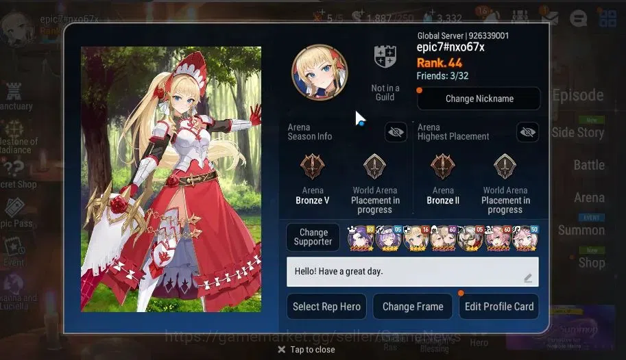 Epic Seven Accounts GLOBAL|UnVerif|4 ML(Rhianna&Luciella,NM Luna,LCerm image 2