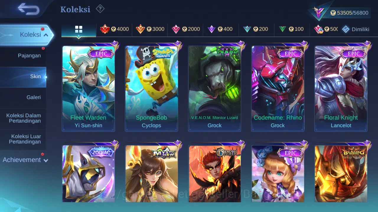 Mobile Legends: Bang Bang Accounts Others Hero 87 Skin 124 | Prime Granger | Luckybox Claude, Lance | KOF karina | Create 6