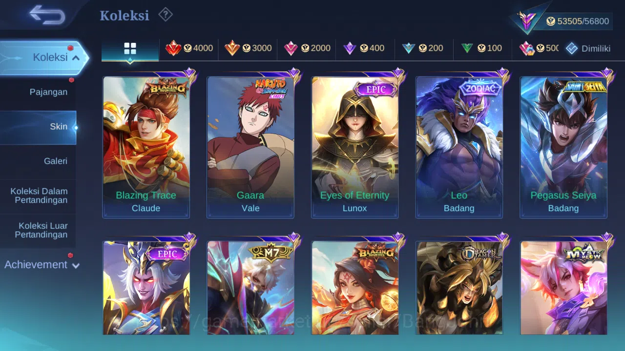Mobile Legends: Bang Bang Accounts Others Hero 87 Skin 124 | Prime Granger | Luckybox Claude, Lance | KOF karina | Create 8