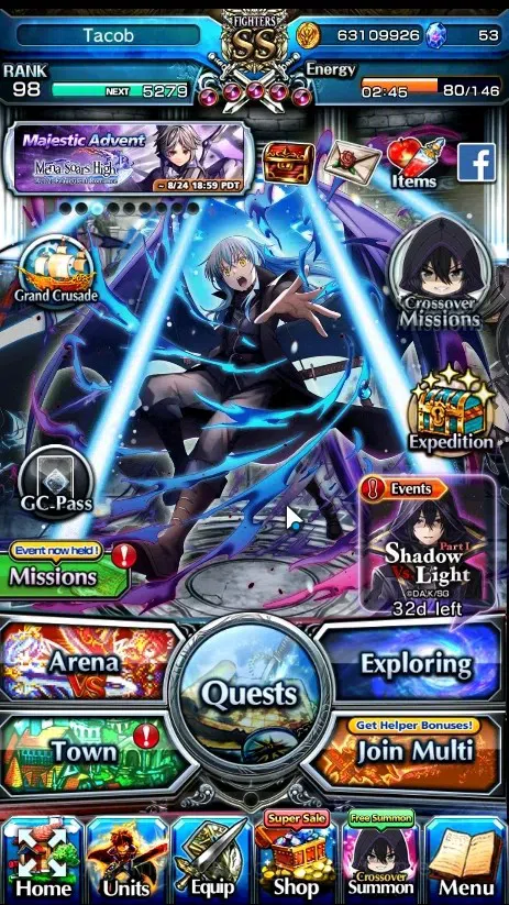 Grand Summoners Accounts End-Game Global|Rank 98|28 Ascend 11 TW|(DL Rimuru,Igris,Shizu,Ubel,Jinwoo,Momo,Rimuru HF,S Mira 1