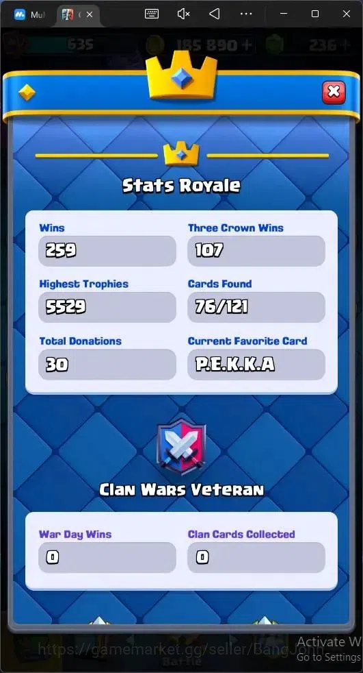 Clash Royale Accounts CL 635|KTL 11|Trophy 5519|76 Card|1Hero|6EVO|Arena image 12