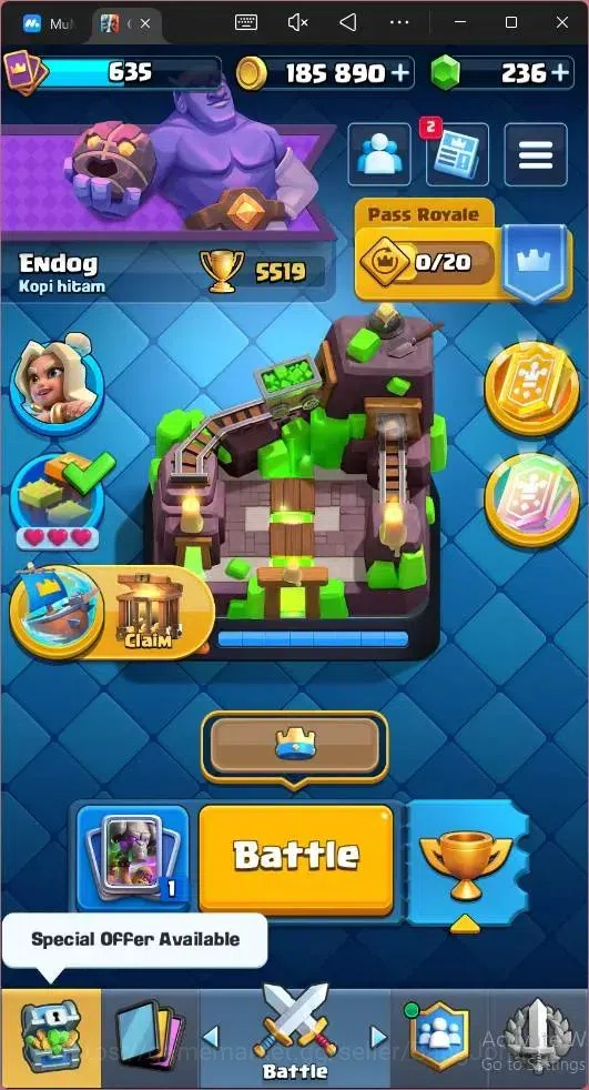 Clash Royale Accounts CL 635|KTL 11|Trophy 5519|76 Card|1Hero|6EVO|Arena image 17
