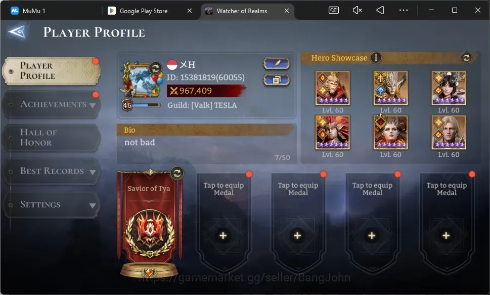 Watcher of Realms Accounts Others Global 60xx|Power 967K|Unnamed: Ymiret|2 Lord:Jezebelle,Aracha|23 1