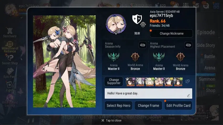Epic Seven Accounts Asia |11 ML [LQCharlotte,STaeyou,EIlynav,CPavel,Et image 2