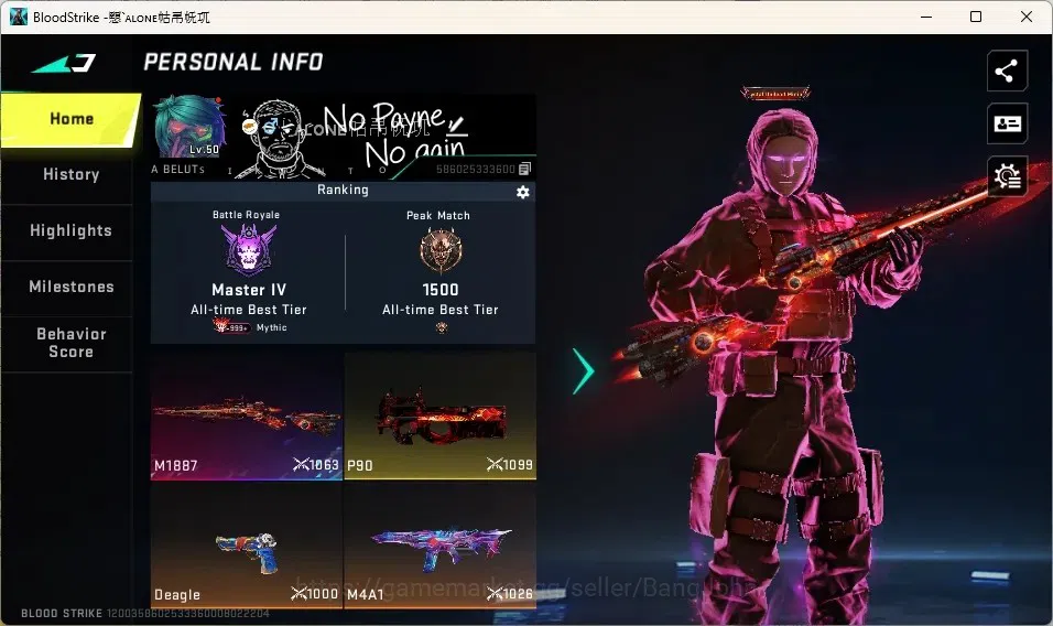 Blood Strike Accounts Others ASIA | 1 EVO: M1887-Destroyer Lv.2 | 3 Collab Guns | 1 Ultra Melee: Butterfly knife | 1 Ultra 1