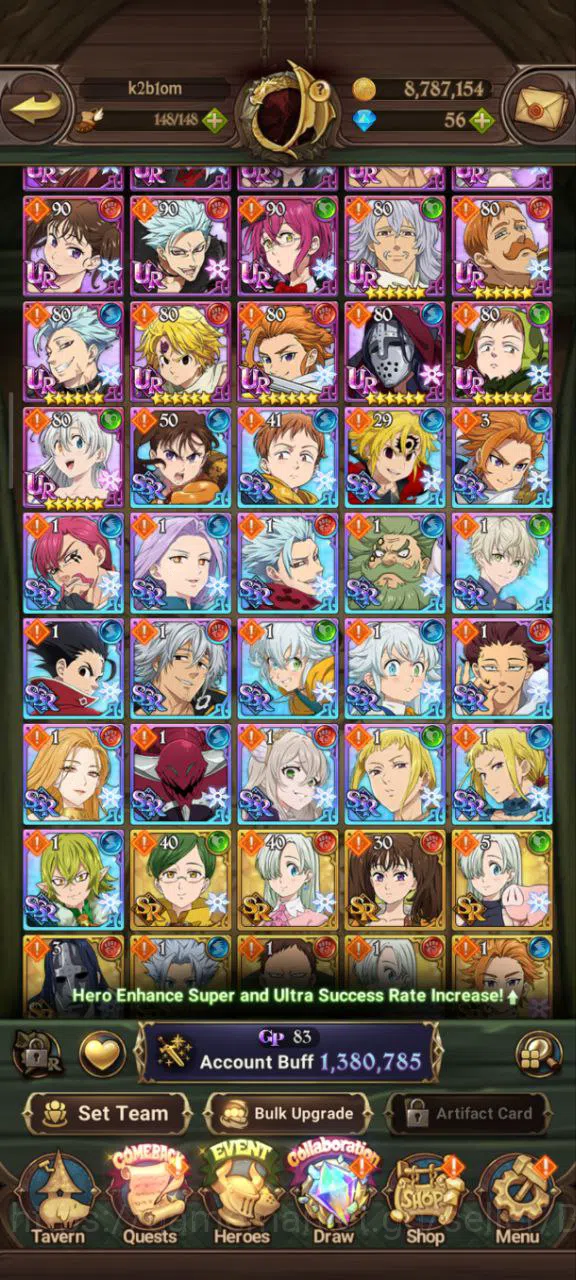 The Seven Deadly Sins: Grand Cross Accounts Others ASIA | 1,3M CC | 1 LR Elizabeth | 2 UR DKM , ODK | Full Collab Fire Force 10