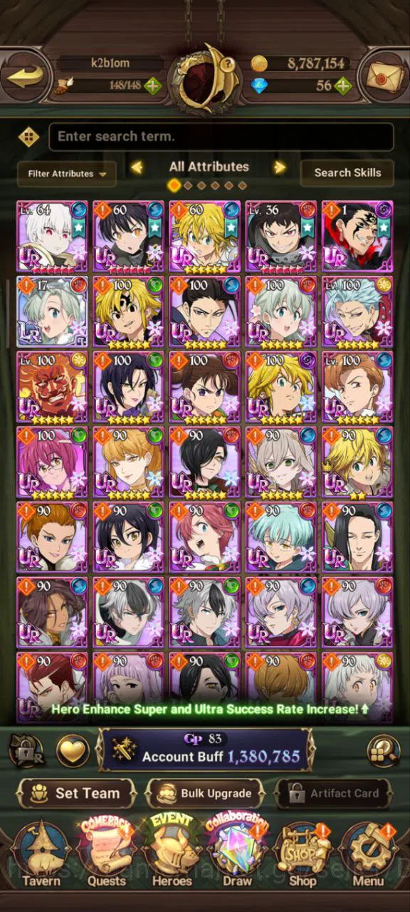 The Seven Deadly Sins: Grand Cross Accounts Others ASIA | 1,3M CC | 1 LR Elizabeth | 2 UR DKM , ODK | Full Collab Fire Force 11