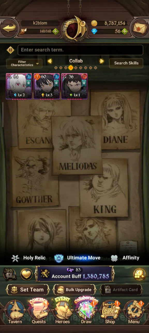 The Seven Deadly Sins: Grand Cross Accounts Others ASIA | 1,3M CC | 1 LR Elizabeth | 2 UR DKM , ODK | Full Collab Fire Force 13