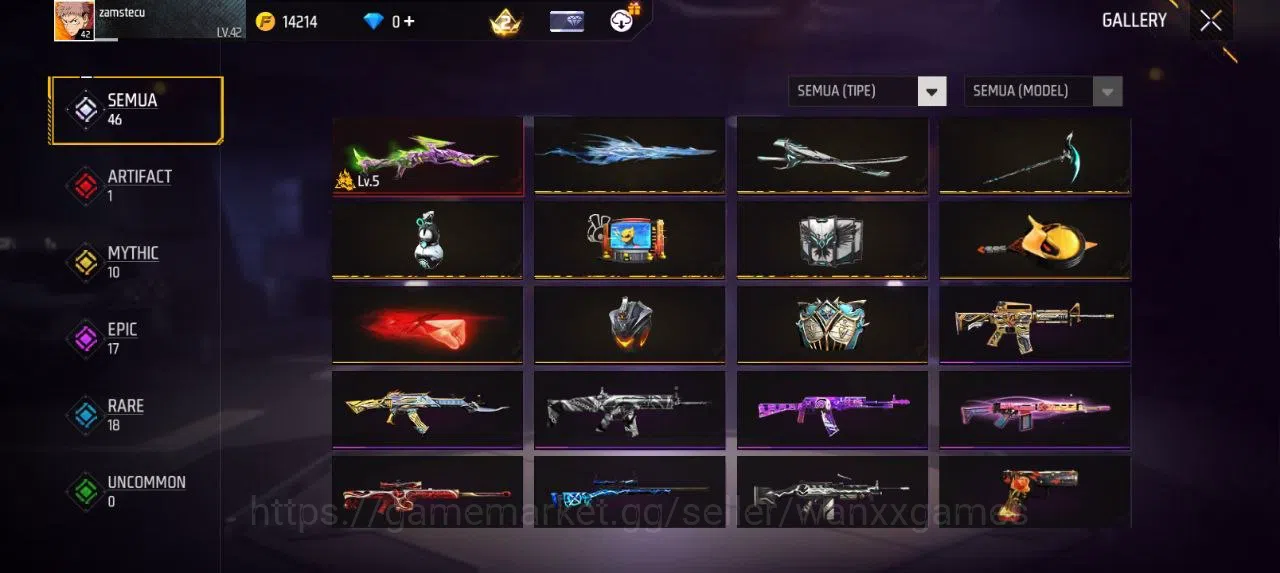 Free Fire Accounts Indonesia | EVOGUN 1 M1014 LVL 5 VAULT 33 EMOTE 8 ANIMASI 1 KATANA LOBY 1 FIST 1 TAS 9 WEAPON 46 | W912 11