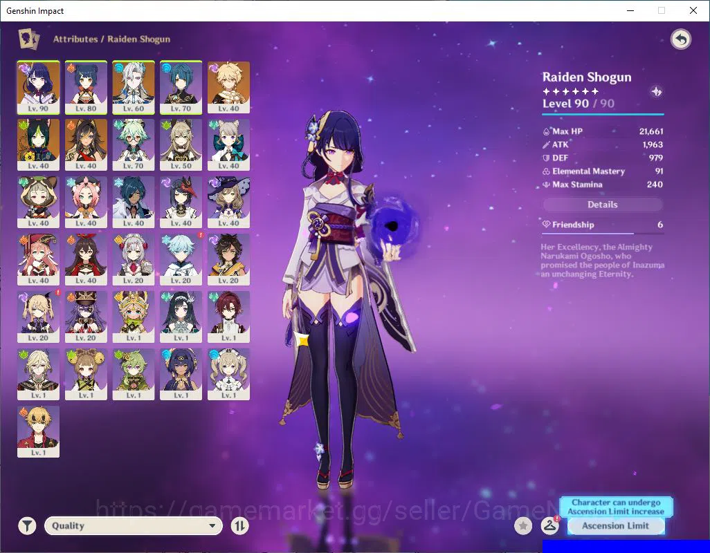 Genshin Impact Accounts Mid Game ASIA|AR 54|2 Limited +1(5*Weapon)|(Raiden Shogun C4+Sign) Neuvillette|Fragile Resign 30 3