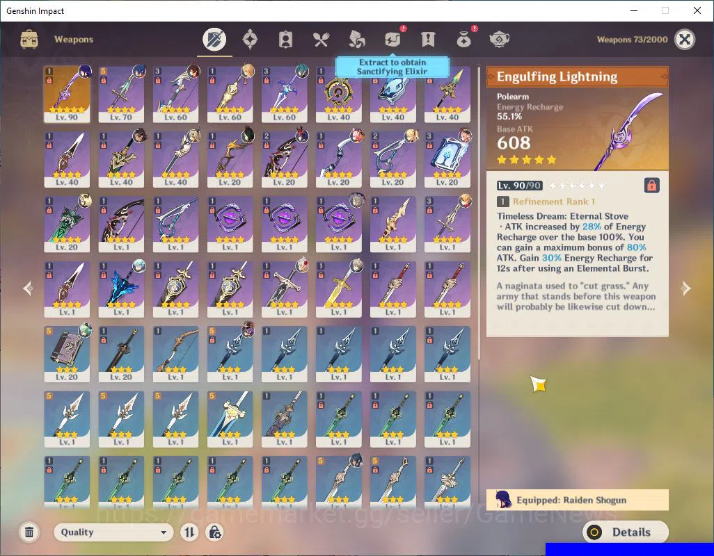 Genshin Impact Accounts Mid Game ASIA|AR 54|2 Limited +1(5*Weapon)|(Raiden Shogun C4+Sign) Neuvillette|Fragile Resign 30 6
