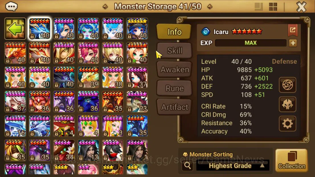 Summoners War: Sky Arena Accounts ASIA Lv59| 1 LD[Qitian Dasheng]|12 NB5(Theodora,Li image 13