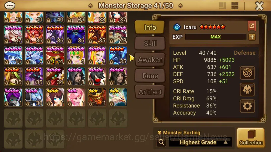 Summoners War: Sky Arena Accounts ASIA Lv59| 1 LD[Qitian Dasheng]|12 NB5(Theodora,Li image 14