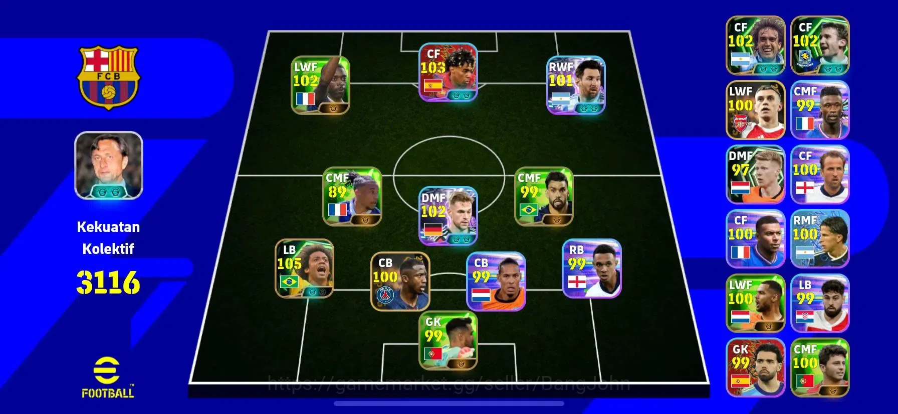 eFootball Accounts Legends & Iconic Players Mobile|PW 3116|Marcelo Epic,Gabriel Batistuta Epic,Joshua Kimmich 1