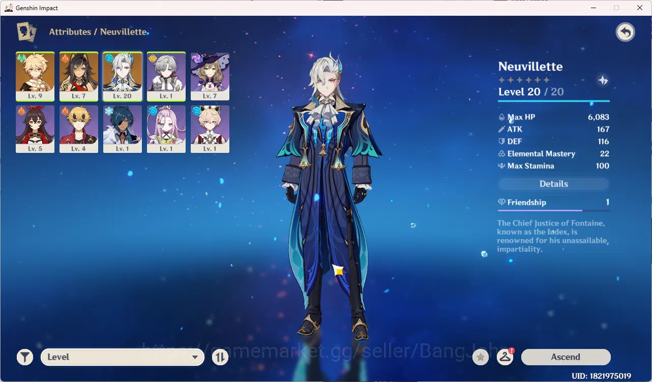 Genshin Impact Accounts Starter | ASIA | AR 10 | 1 Limit Neuvillette | Deh image 2