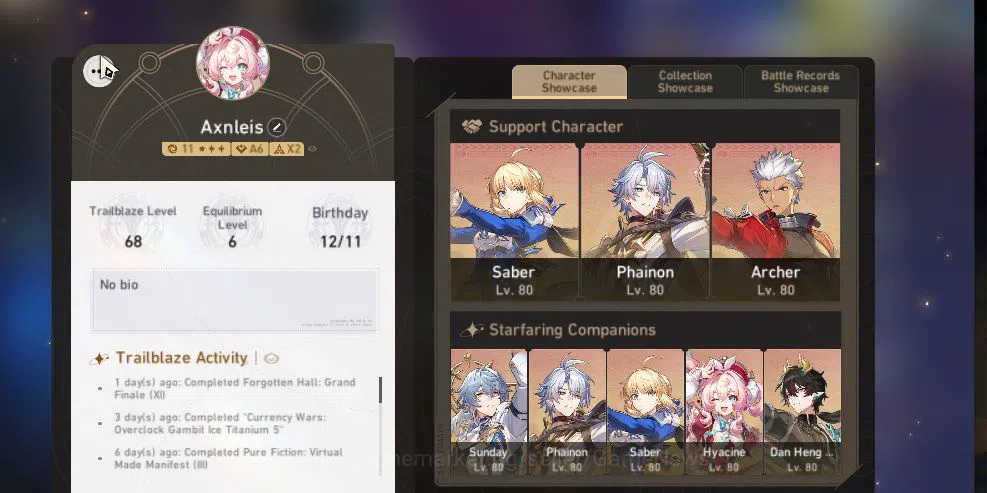Honkai Star Rail Accounts End Game Asia|TL 68|9 Limited|[Saber,Phainon,Hyacine,Archer]+Sign,Sunday,Sparkle,Ruan 2