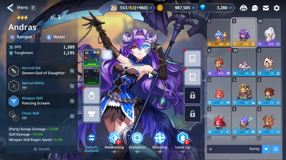 Guardian Tales Accounts ASIA W2 Lvl 1 |Frieren Collabs|Andras +EXWP, Eunha +EXWP, Frieren +EXWP, Stark +EXWP +320 Evo Stone 1
