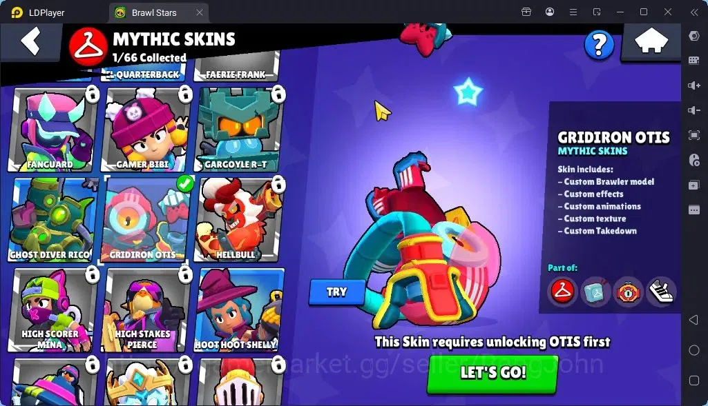 Brawl Stars Accounts Global |Trophy 1287| Brawler 3 Max with Supercharge |Skins 2 Legendary 1 Mythic,3 Epic|Bling 10