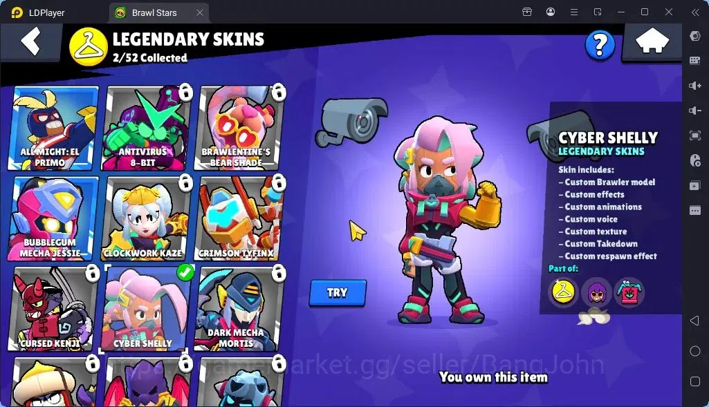 Brawl Stars Accounts Global |Trophy 1287| Brawler 3 Max with Supercharge |Skins 2 Legendary 1 Mythic,3 Epic|Bling 11