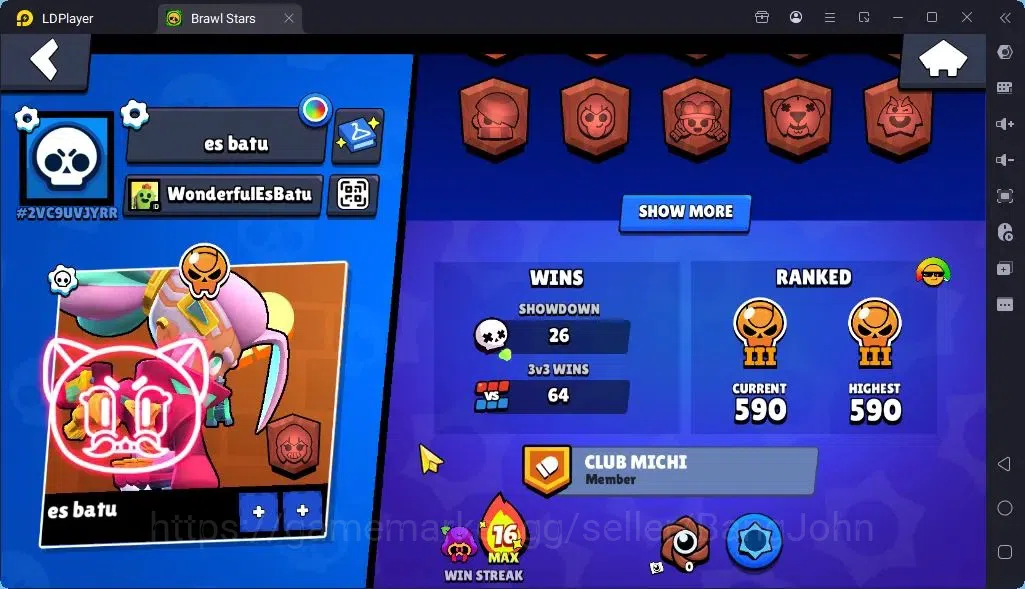 Brawl Stars Accounts Global |Trophy 1287| Brawler 3 Max with Supercharge |Skins 2 Legendary 1 Mythic,3 Epic|Bling 3