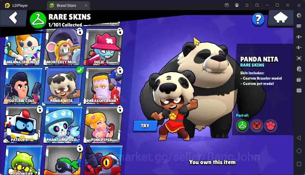 Brawl Stars Accounts Global |Trophy 1287| Brawler 3 Max with Supercharge |Skins 2 Legendary 1 Mythic,3 Epic|Bling 4