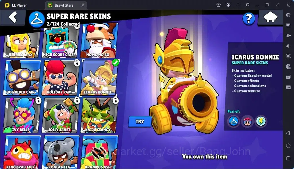 Brawl Stars Accounts Global |Trophy 1287| Brawler 3 Max with Supercharge |Skins 2 Legendary 1 Mythic,3 Epic|Bling 5