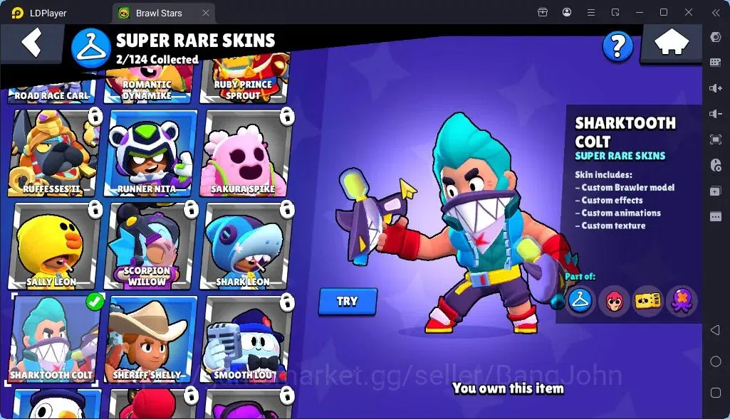 Brawl Stars Accounts Global |Trophy 1287| Brawler 3 Max with Supercharge |Skins 2 Legendary 1 Mythic,3 Epic|Bling 6