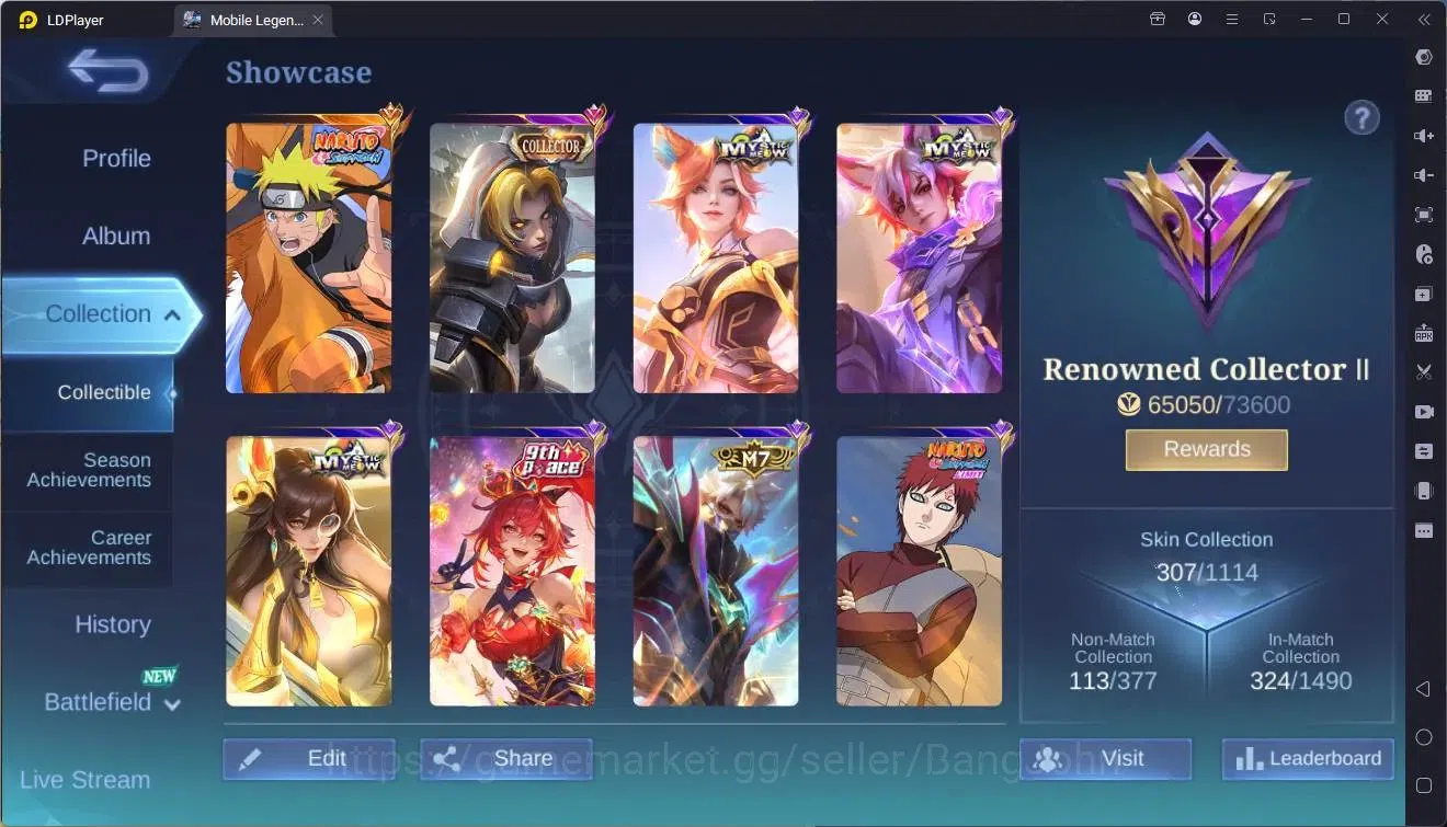 Mobile Legends: Bang Bang Accounts Global|Hero 133|Skin 307|Renowned|Naruto Lukas|CC image 2