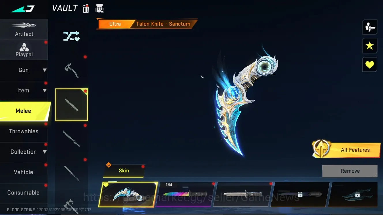 Blood Strike Accounts Mid-Tier Asia|Eternal MP7 Tidesong MAX,Deagle+Melee Talon Sactum,Staff|Collab AOT Female,M4A1 Bof+Many 1