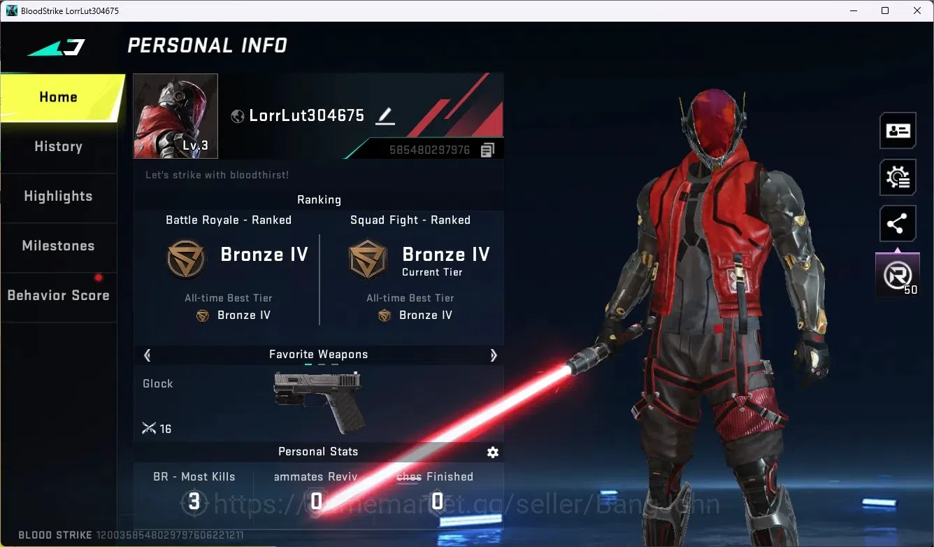 Blood Strike Accounts ASIA|1 Ultra Melee: Lightblade - Dark Force | 1 Le image 1