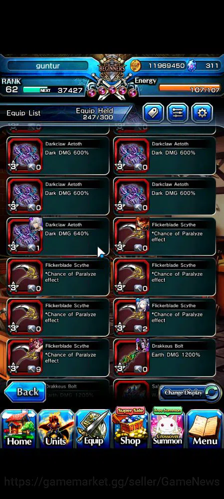 Grand Summoners Accounts Mid-Game Global|Rank 62|6 Ascend|ToumaTW,Pinncale Isliid,AcceleratorTW,Chloe,Comet 10