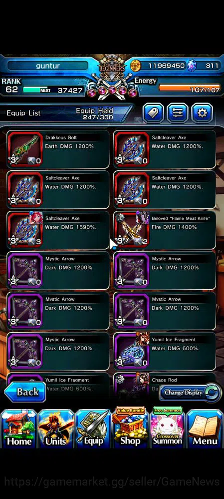 Grand Summoners Accounts Mid-Game Global|Rank 62|6 Ascend|ToumaTW,Pinncale Isliid,AcceleratorTW,Chloe,Comet 11