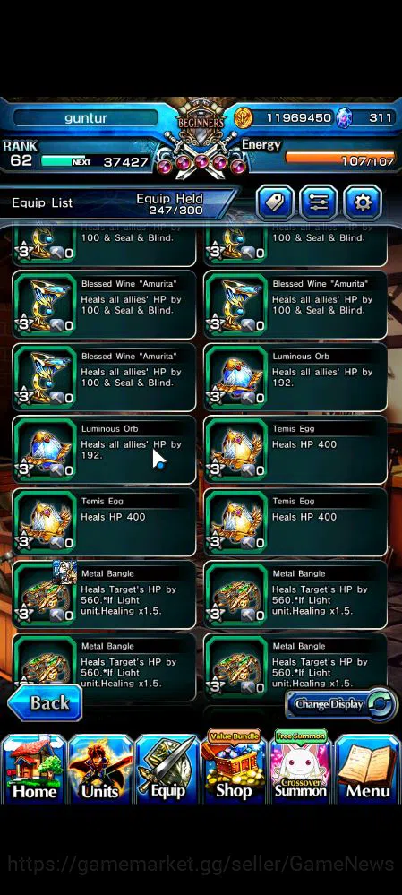 Grand Summoners Accounts Mid-Game Global|Rank 62|6 Ascend|ToumaTW,Pinncale Isliid,AcceleratorTW,Chloe,Comet 15