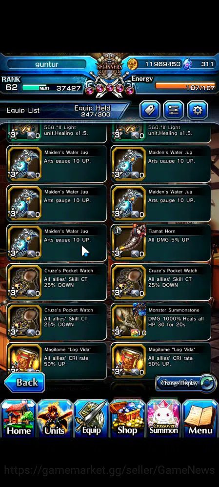 Grand Summoners Accounts Mid-Game Global|Rank 62|6 Ascend|ToumaTW,Pinncale Isliid,AcceleratorTW,Chloe,Comet 16