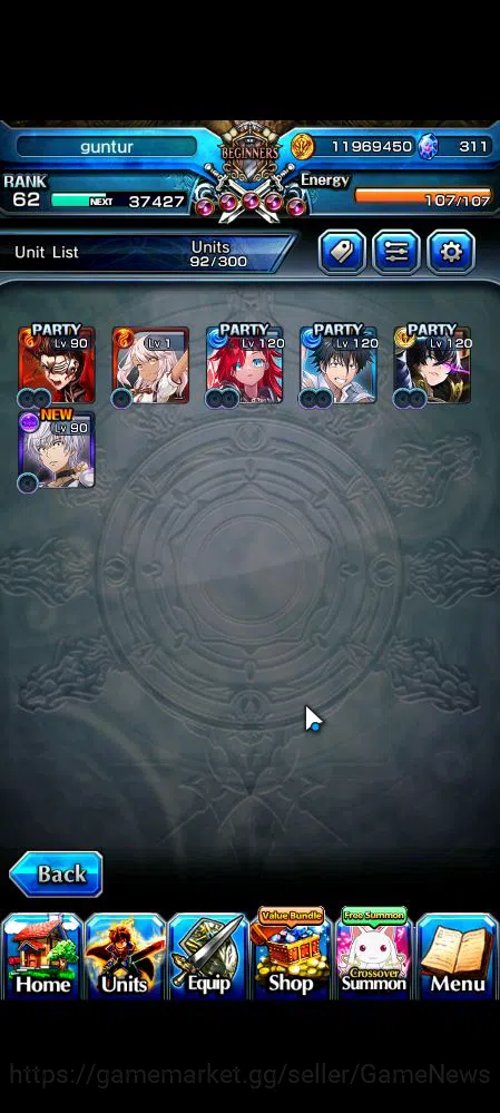 Grand Summoners Accounts Mid-Game Global|Rank 62|6 Ascend|ToumaTW,Pinncale Isliid,AcceleratorTW,Chloe,Comet 4