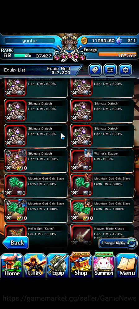 Grand Summoners Accounts Mid-Game Global|Rank 62|6 Ascend|ToumaTW,Pinncale Isliid,AcceleratorTW,Chloe,Comet 8