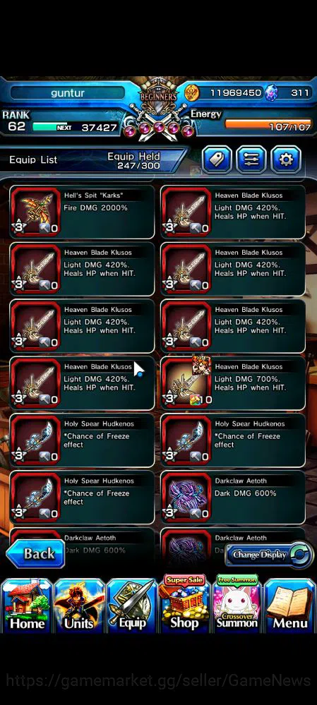 Grand Summoners Accounts Mid-Game Global|Rank 62|6 Ascend|ToumaTW,Pinncale Isliid,AcceleratorTW,Chloe,Comet 9