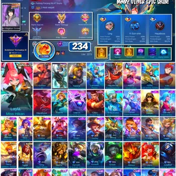 Mobile Legends: Bang Bang Accounts #4321 234 Skins | Suyou Sasuke Uchiha (NARUTO) | Ling Serene Plume (COLLECTOR) | Vale