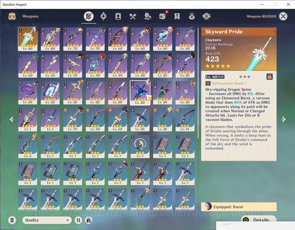 Genshin Impact Accounts Mid Game ASIA|AR 51| 7 Limited+ 1(*5 Weapon)| Yae 4