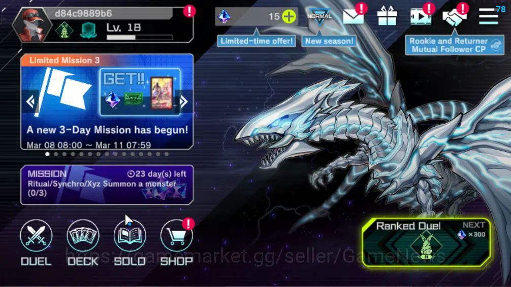 Yu-Gi-Oh! Master Duel Accounts Lv 18 | 20 Deck |VSK9,DragonMaid,Yummys,Maliss,Dra image 1