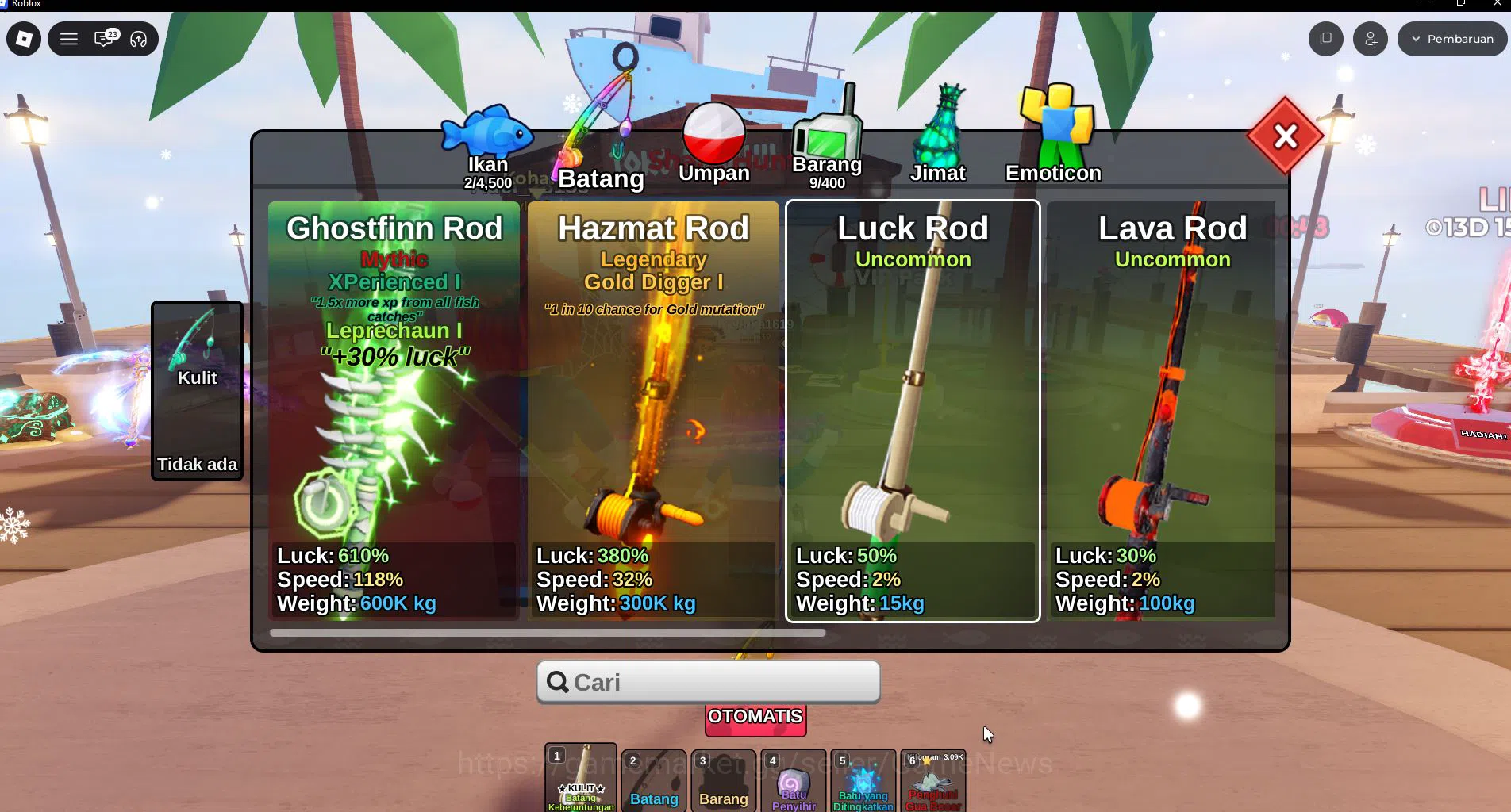 Roblox Accounts [Fish It] Lv 339 | 1 Mythic Rod (Ghostfinn), 1 Myt image 2