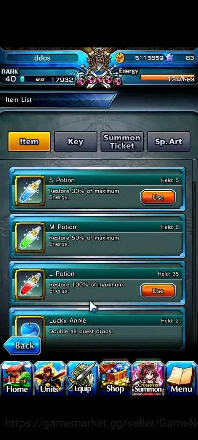 Grand Summoners Accounts Global|Rank 40|83 cc|3 Ascend+1 TW| Youmu Konpaku+ image 2